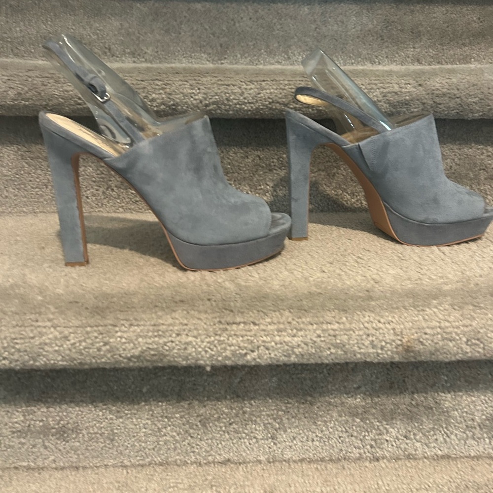 Nine West Blue/gray suede Slingback 4 inch heels - Picture 2 of 8